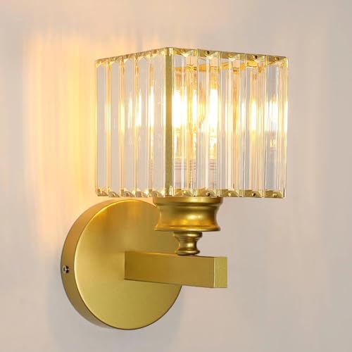 Comely Crystal Ceiling Light, E27 Golden Indoor Morden Wall Lamp