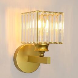 Comely Crystal Ceiling Light, E27 Golden Indoor Morden Wall Lamp