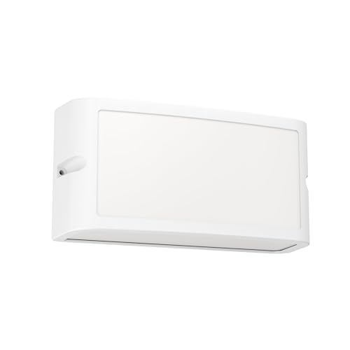Eglo LED Outdoor wall Light Fixture Camarada, External Porch Lighting, Rectangular Outside Spotlight, Flat façade lamp, White Metal, Cool White, IP54