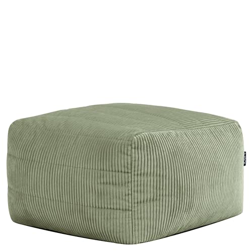 icon Noa Bean Bag Footstool, Sage Green, Large Pouffe Footstool with Filling Included, Modular Boneless Sofa, Corduroy Sofa Set, Living Room, Living Room Furniture