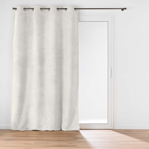 Douceur d'Intérieur, Flannel Eyelet Curtain 140 x 240 cm Natural Flannel Relief