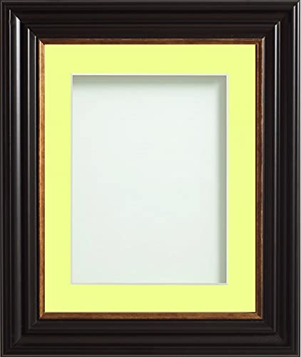 Frame Company Emson Black Picture Photo Frame with Lemon Bon BonMount - A4 for pic size 10x6 *Choice of Sizes* Fitted with Real Glass