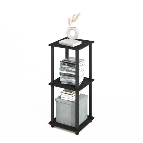 Furinno TURN-N-TUBE Book Shelf, 2-pack Bookshelf, Stackable Bookcase, 39.62 x 39.62 x 49.78 cm, for Home Office, Living Room, Bedroom, Espresso/Black