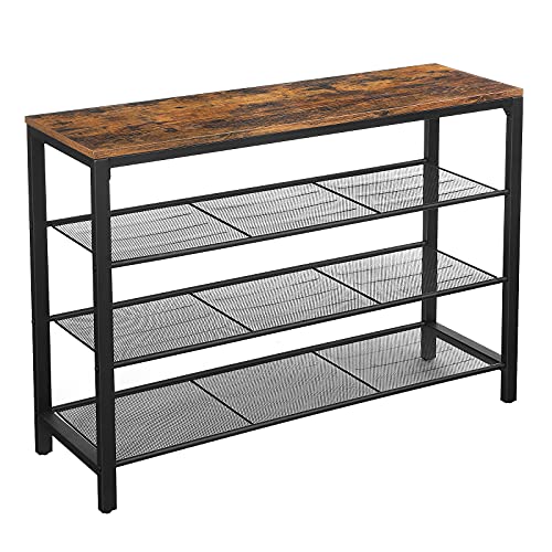 VASAGLE Shoe Rack, Shoe Rack, Shoe Organizer, Storage, 100 x 30 x 72 cm, for Entryway, Living Room, Bedroom, Simple Structure, Industrial Style, Rustic Brown and Black LBS14BX