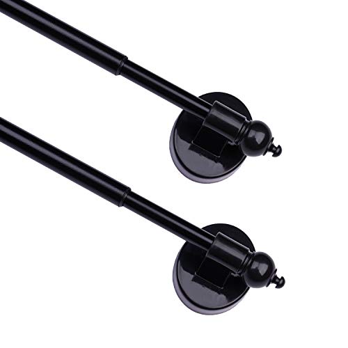 Magnetic Curtain Rods for Metal Doors???Multi-Use Adjustable Appliance for Windows Iron Steel Places???16-28 Inch???Black???2 Pack