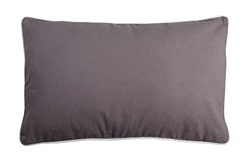 LOVELY CASA Duo Cotton Cushion, Cotton, Gris/Perle, 50x30 cm