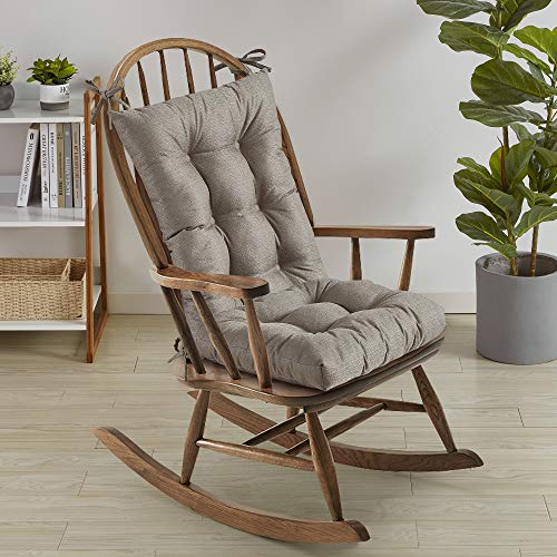 "Sweet Home Collection Rocking Chair Cushion Premium Tufted Pads Non Skid Slip Backed Set of Upper and Lower with Ties, 21"" X 17""/17"" X 17"", Taupe"