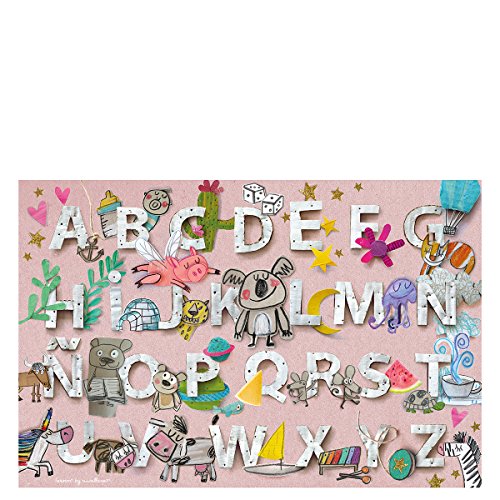Laroom Bollato ABC Children's Rug Vinyl Antiliscante 133 x 200 cm Pink