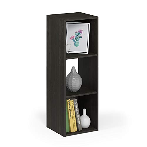 Furinno PELLI Book Shelf, 3x1 Bookshelf, Cube Storage Organizer Cabinet, 11.6 x 12.2 x 35.9, for Living Room, Bedroom, Home Office, Espresso