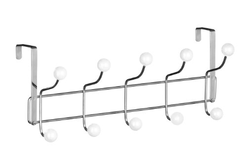 Premier Housewares Chrome Over Door Hanger with Ten Ball Hooks - Stylish Storage Solution for Jackets, Scarves, Hats, and Towels - Space-Saving Design for Any Living Space