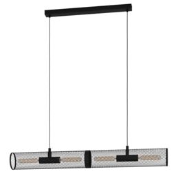 EGLO Pendant Lighting Redcliffe, 4 Lamp Ceiling Light Fixture in Industrial Style, Black Metal Hanging Light for Dining and Living Rooms, E27 Socket