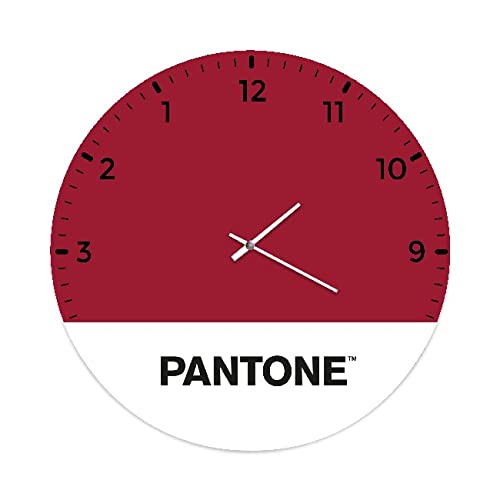Homemania Side Down Round Wall Clock for Living Room, Kitchen, Office, Bordeaux, White, Black, Metal, 40 x 0.15 x 40 cm, Dimension du Produit: L40xP0,15xA40 cm, 1,5 kg
