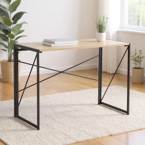 FurnitureR Training Tables, Versatile Study Desk for Schools, Efficient Folding Table, MDF and Metal Frame, No Assembly Required, 100 x 50 x 75 cm, Oak
