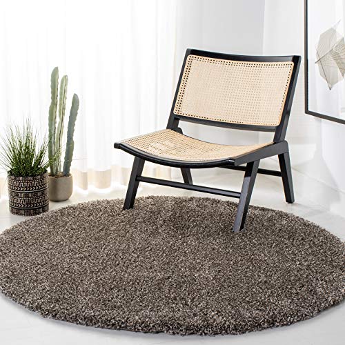 SAFAVIEH Shag Rug for Living Room, Dining Room, Bedroom - Milan Shag Collection, High Pile, in Grey, 91 X 91 cm