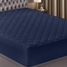 Utopia Bedding Quilted Mattress Protector, Breathable Mattress Pad, Deep Fitted Mattres Cover (Navy Blue, King - 198 x 203 + 40 cm (Pack of 1))