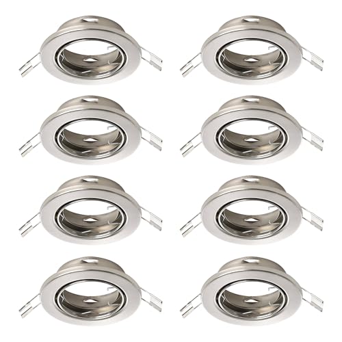 Eglo Set of 8 recessed spotlights Agulo, Swivel Ceiling Lights, Round Spots Without Bulbs, Silver Steel Lamps, GU10 Base, Ø 8.6 cm