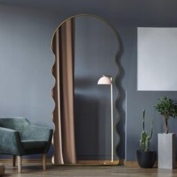"MirrorOutlet The Fluctus - Gold Metal Wavy Tray Frame Arch Topped Wall Mirror 71"" X 31"" (180CM X 80CM) Silvered Mirror Glass. Extra Large"