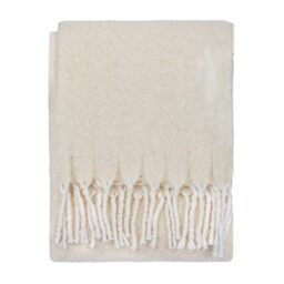furn. Wylder Isla Throw – Woven Soft Textured Neutral Blanket with Tassel Trim (Cream - 130x180cm)