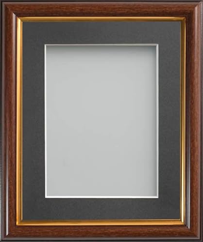 Frame Company Eldridge Mahogany 12x10 Photo Frame, Grey Mount for 10x8