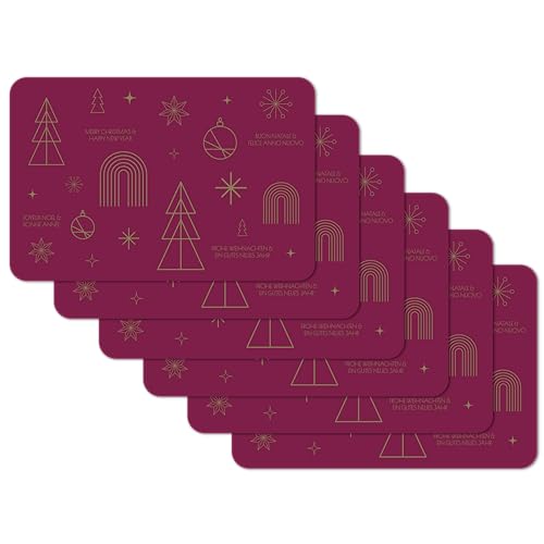 Venilia Happy Holidays Place Mats ??? Bordeaux Christmas ??? Set of 6, 45 cm x 30 cm ??? Washable Place Mats ??? Table Protector ??? Place Mats ??? Dirt and Water-Repellent, Food Safe