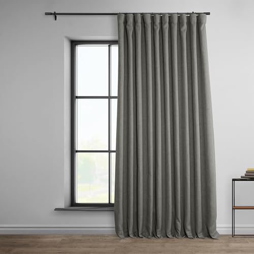 HPD Half Price Drapes BOCH-LN185-P Faux Darkening Curtains-96 Inches Long Extra Wide Luxury Linen Curtains for Bedroom & Living Room (1 Panel), 100W x 96L, Blazer Grey