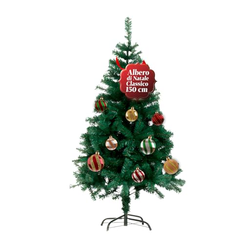 Avilia Artificial Christmas Tree 150 cm with 438 Branches with Iron Base and Easy Coupling - Christmas Decoration - Christmas Tree for Indoor and Outdoor Use, Green