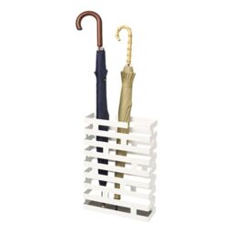 YAMAZAKI BRICK Wide Steel Umbrella Stand - 12 umbrellas, removal rubber mat, entryway compact size, modern and stylish - 10 x 30 x 43 cm, japanese design, white