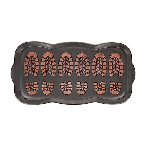 Relaxdays Drip Tray Doormat, Rubber, Tray for Wet Shoes and Boots, High Edge, 80x40 cm, Non-slip, Doormat, Black/Orange