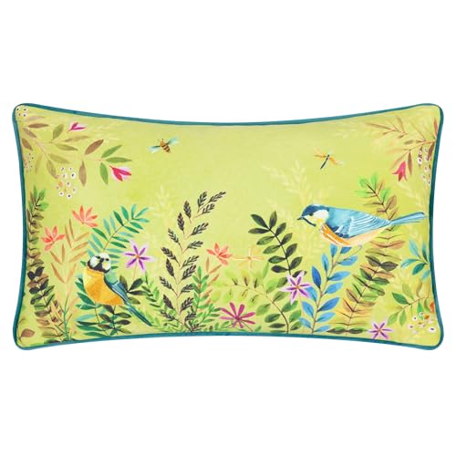 Evans Lichfield Daisy Hill Meadow Tales Printed Feather Filled Cushion - Spring Green - 30x50cm