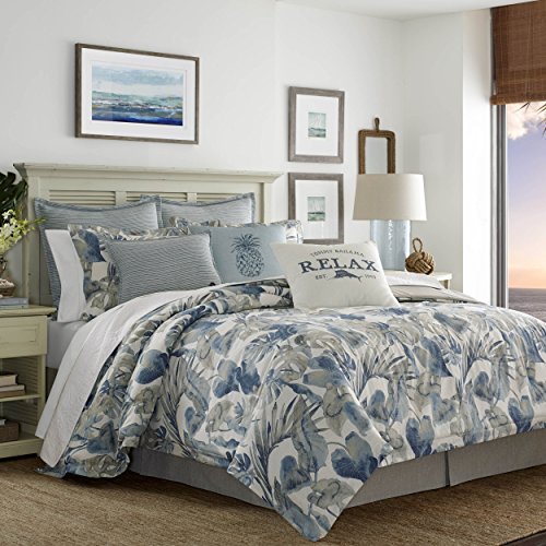 Tommy Bahama - Duvet Cover Set-100, Ultra-Soft & Breathable, All Season Premium Bedding, 100% Cotton, Blue/Grey, Full/Queen