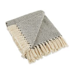 DII Rustic Farmhouse Cotton Diamond Blanket Throw with Fringe For Chair, Couch, Picnic, Camping, Beach, & Everyday Use, 50 x 60 - Fields of Diamond Mineral