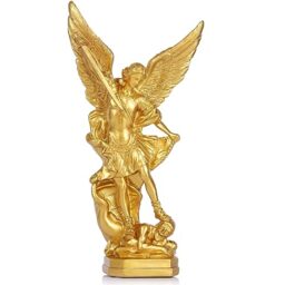 "QIANLING San Miguel Arcangel Resin Statue Religious Archangel Michael The Archangel Victory Over Satan 12.5"" Suitable for Collection or Decoration"