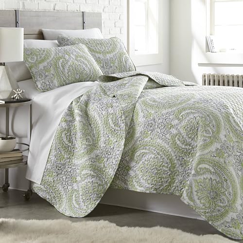Southshore Fine Living, Inc. Farmhouse Bedding Quilt Set, Twin XL Coverlet, Oversized Quilt, Summer Coverlet, Lightweight Bedspread 2-Piece Set with One Matching Pillow Sham, Twin/XL Quilts, Green