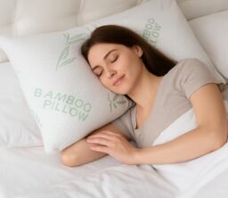 Queen Size Rayon Made from Bamboo Pillow for Sleeping, Cooling Shredded Memory Foam Bed Pillows Set – Back, Stomach, Side Sleepers, Removable Cover, Adjustable to Firm / Soft, Queen (Pack of 1)