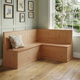 Sara cornerBench S in stained wax, 162 x 122 x 90cm (W x D x H)