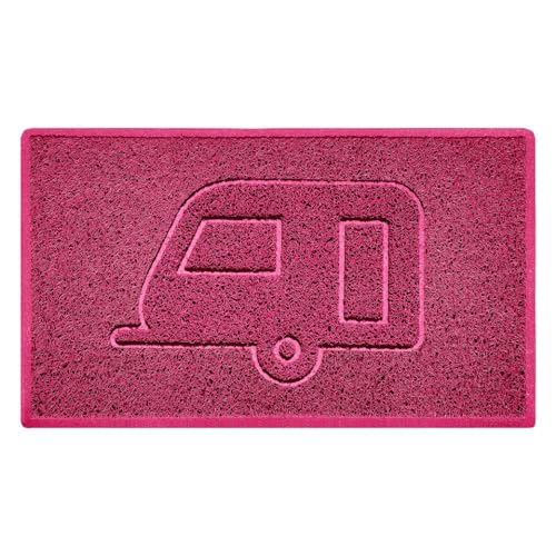Nicoman CARAVAN Embossed Shape Door Mat Dirt-Trapper Washable Barrier Doormat-(Use Indoor or Sheltered Outdoor)-(75x44cm/29.5x17.3inches,Medium) Pink