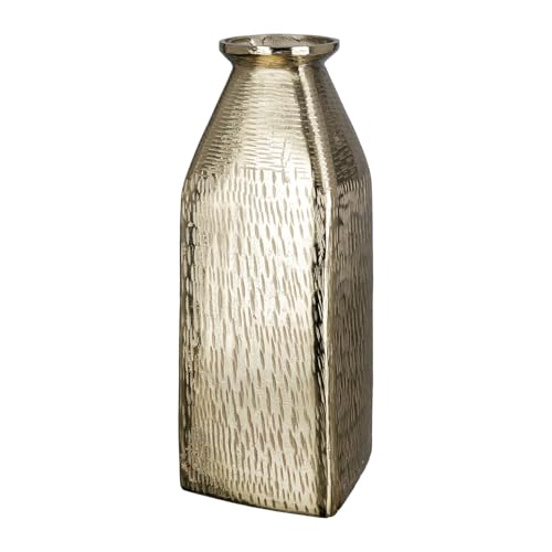 GILDE Lola Aluminium Vase - Gold - Waterproof - Coarse Surface - Height 30 cm x Width 11 cm
