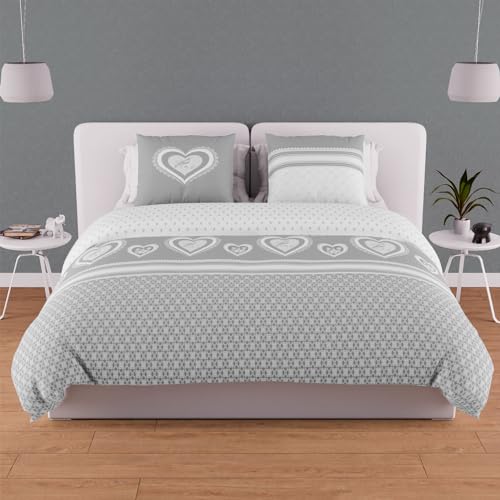 Soleil d'ocre, 57 Thread Count Cotton Duvet Cover Set 240 x 220 cm Passion Grey