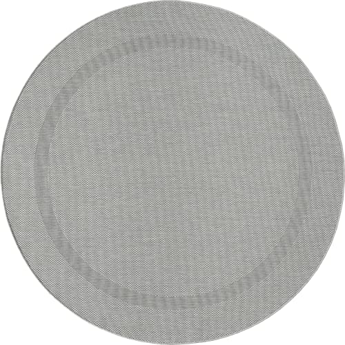 Mia's Teppiche Lara In- and Outdoor Rug, Flat Fabric, 120 cm, round, Grey