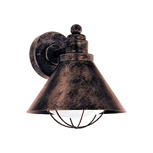 EGLO Outdoor wall Light Barrosela, Single-Flame Exterior Lamp - wall light Made of Galvanised Steel, Colour: Antique Copper, Socket: E27, IP44