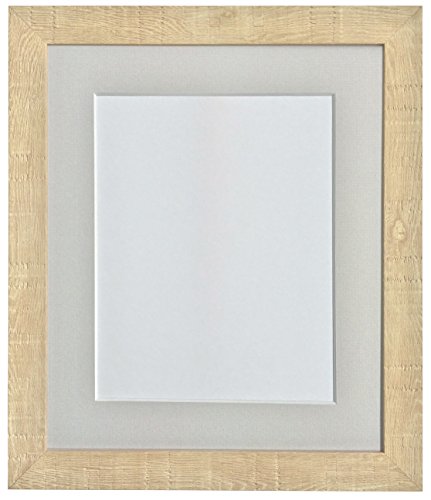 FRAMES BY POST Deep Grain Picture Photo Frame, Recycled Plastic, Light Brown with Light Grey Mount, 10 x 6 Inch Image Size A4