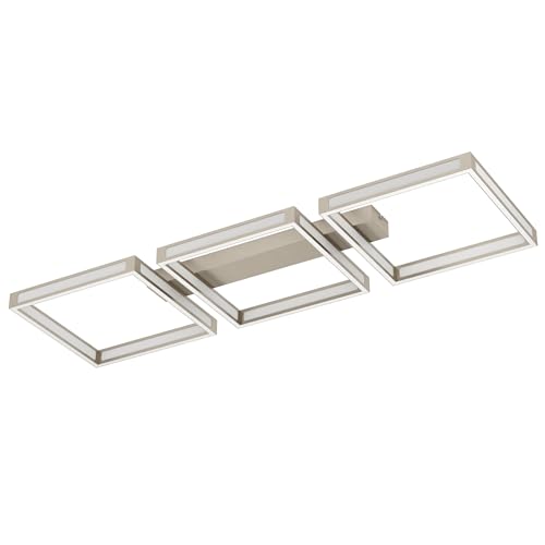 Eglo LED Ceiling Light Altaflor, Minimalistic Lighting Made of Metal in Nickel matt and White Plastic, Warm White Kitchen lamp, 39 inches