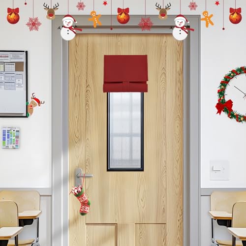 Vatge Side Window Curtains for Small Door Windows, Classroom Window for Narrow Lite, 1 Panel, 20.3 x 91.4 cm, Red