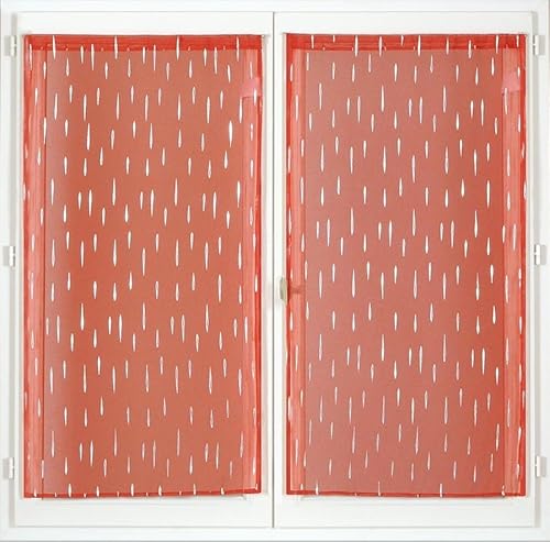 Atout Ciel Pair of Printed Curtains with Rod Pocket Finish Ready to Hang 2 x 60 x 90 cm, Terracotta