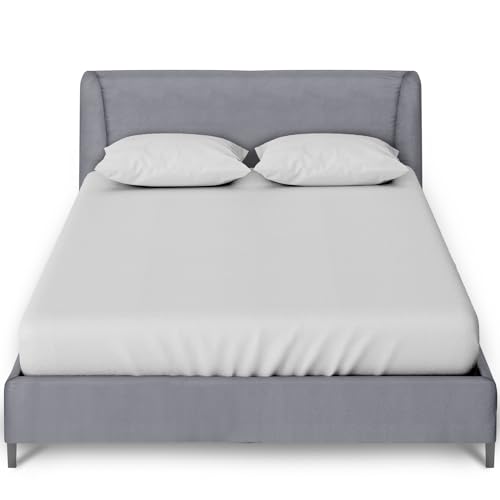 GC GAVENO CAVAILIA Percale King Size Fitted Sheets - Elasticated Corners Plain Dyed Bedding Bed Sheet Cozy Non Iron Polycotton King Size Sheets Fitted - Silver