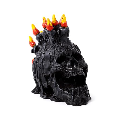 Puckator Black Screaming Skull with Candles & Melted Wax - Cute Room Decor - Aesthetic Feng Shui Meditation Accessories - Garden Ornaments - Shelf Desk Decorations - Mindfulness Home Gifts - Statues