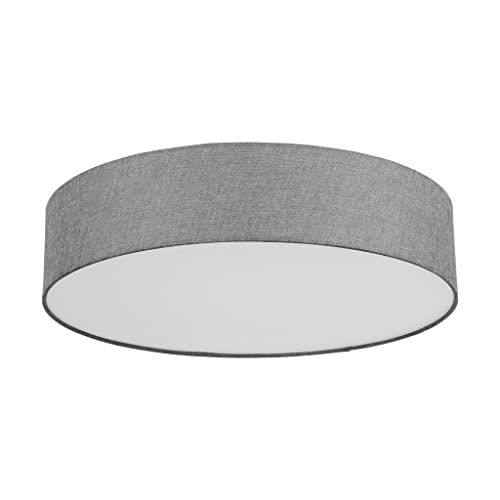 EGLO Connect Romao-C LED Ceiling Light, 1-Bulb Ceiling Light Made of Steel, Textile and Plastic in White, Grey, with Remote Control, Colour Temperature Change (Warm, Neutral, Cold), RGB, Dimmable,
