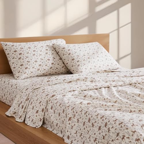 Linen Closet 160 GSM 100% Cotton Percale Sheet Set Queen Whimsical Parade