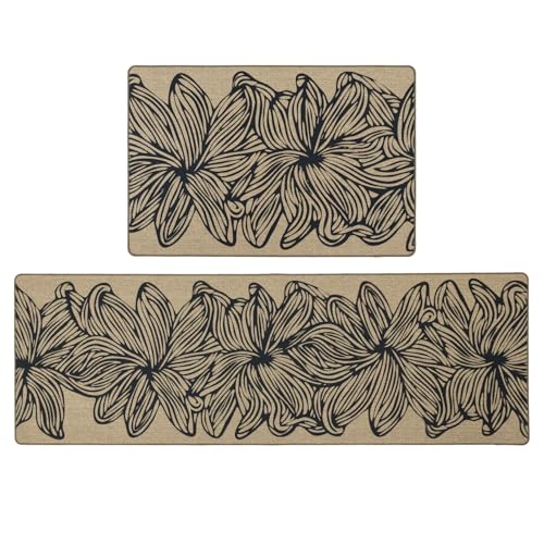 JVL Elegance Machine Washable Entrance Doormat and Runner Set - Flower