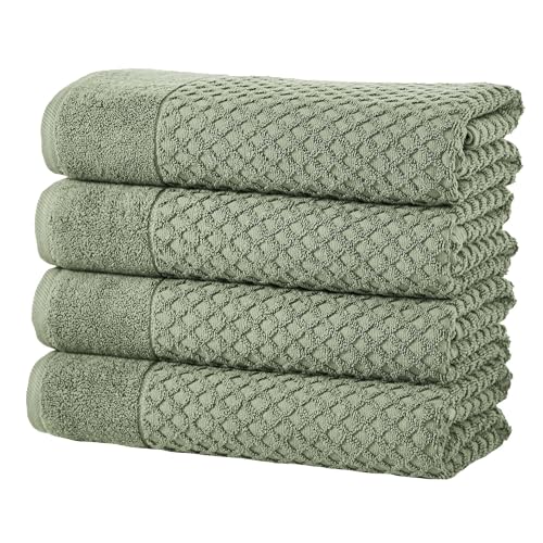 Green Bath Towels - 100% Cotton 4 Pack 54x27 Bath Towel Set - Absorbent, Durable, Quick-Dry Towels for Bathroom (Sage Green)